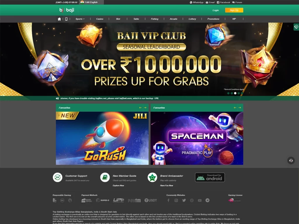 Baji999 Website screenshot 1
